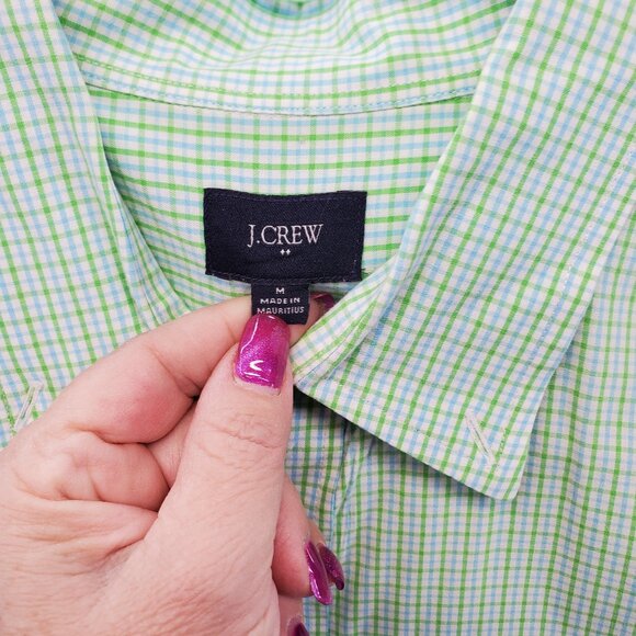 J Crew Shirt Mens Green Blue White Checkered - Picture 2 of 6